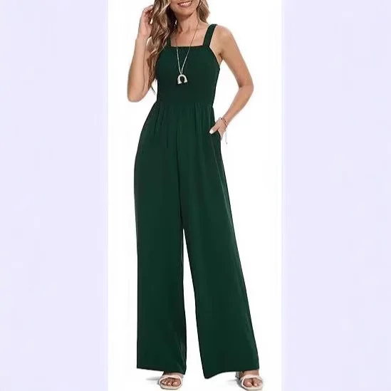 2026 Jumpsuits für Damen, einteilig, ärmellos, mit eckigem Ausschnitt, Overalls, lange Hosen, hohe Taille, Rompers, Y2K Streetwear, weites Bein