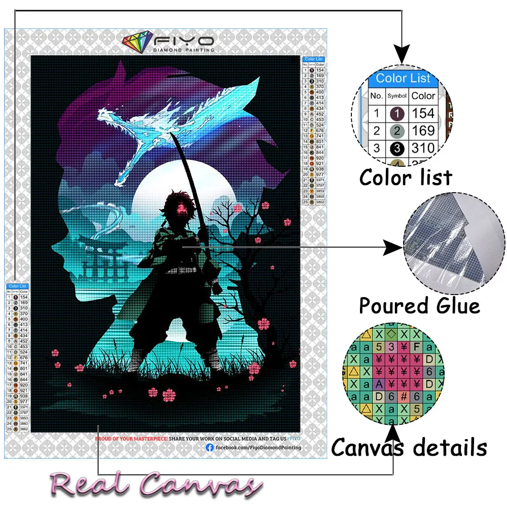 5D Diamond Painting Japanese Anime Characters Demon Slayer Diamond Embroidery Cross Stitch Kits Mosaic Drill Home Decor Gifts