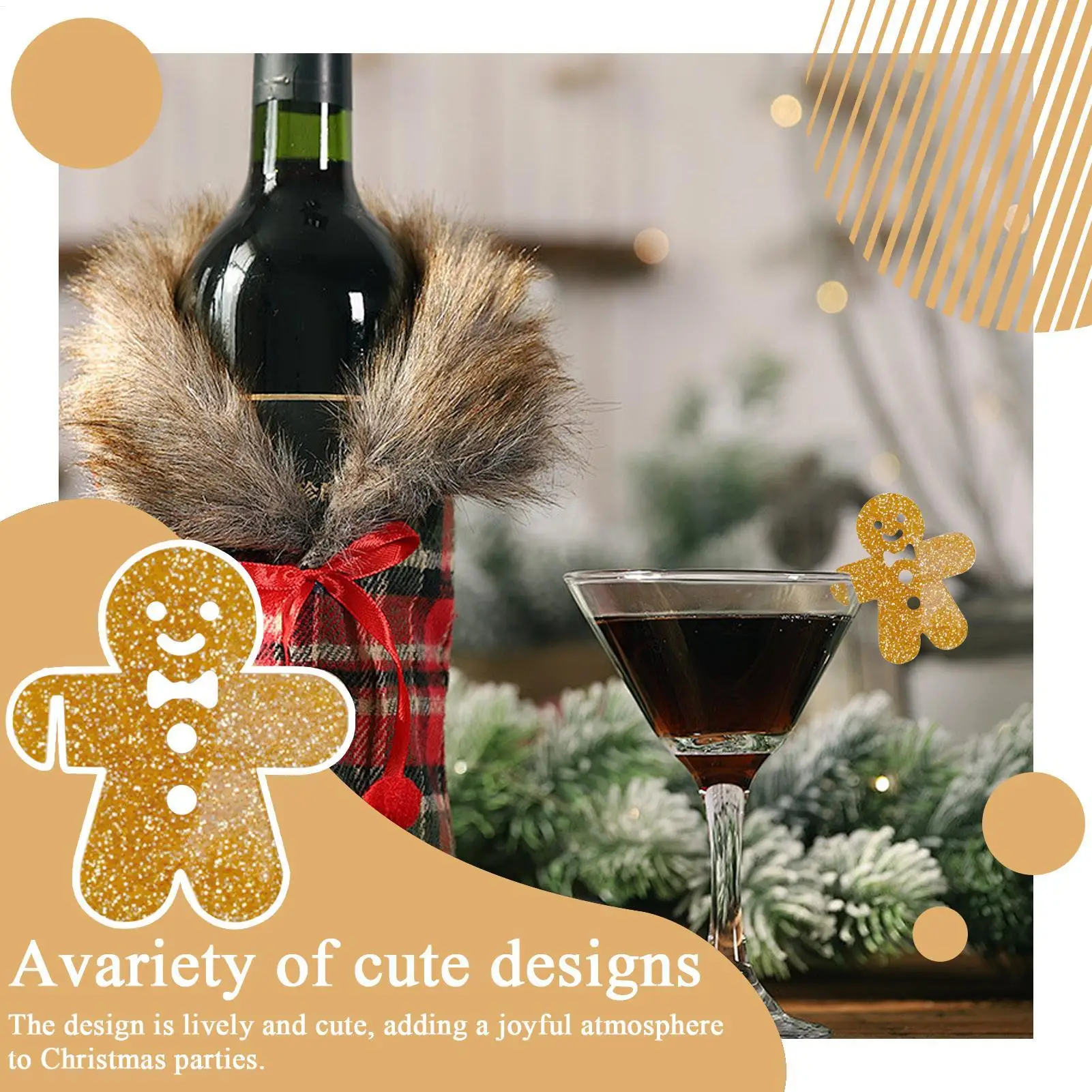 

Wine Glass Charm 10 Pieces Christmas 2D Acrylic Wine Tasting Decor Drink Cup Identifiers For Party Tasting Drinking Beach Men