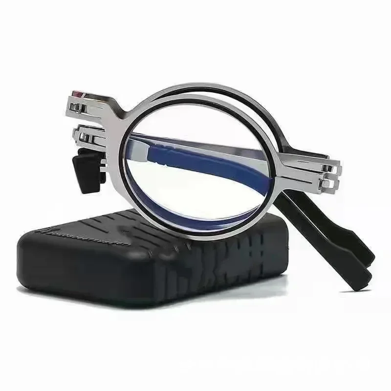 Folding Reading Glasses for Men and Women All Metal Frame Anti-blue Light Eyeglasses with Free Case Clear Eyewear Gafas - Image 3