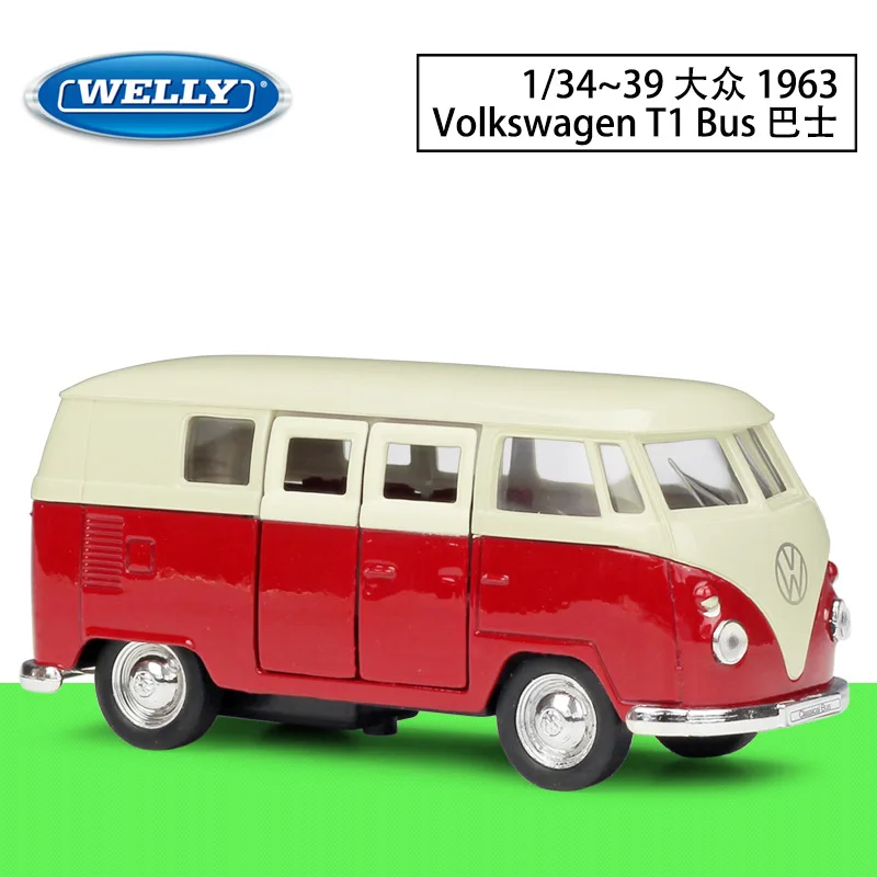 

WELLY 1:36 Volkswagen Bus 1963 T1 Bus Simulation Alloy Finished Car Model Return Cars Toy For Children Birthday Festival Gifts