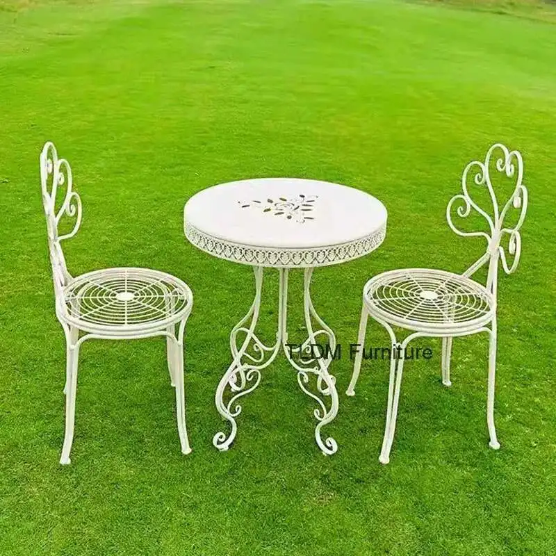 

Luxury Iron Garden Furniture Sets for Garden American Waterproof Backrest Chair Leisure Retro Outdoor Furniture Sets for Balcony