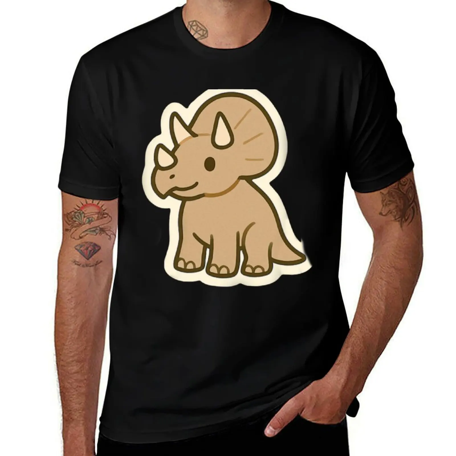 

Brave kawaii Triceratops T-Shirt man clothes vintage graphic tee blue lock designer shirts shirts graphic tee men