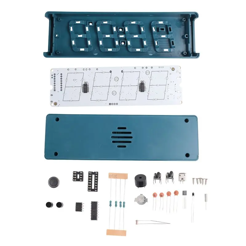 A84E-Soldering Practice Set 4-Digit Digital Alarm Clock Kit With RGB Colorful Modes, Diplay DIY Clock Soldering Project Set