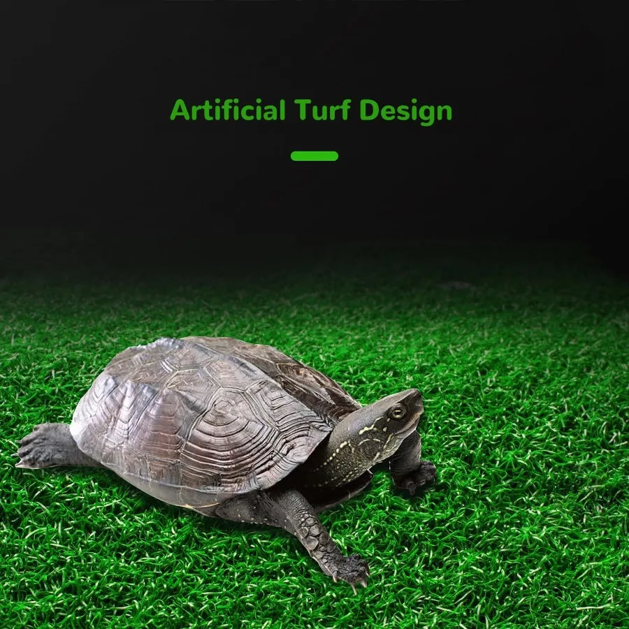 منصة تشمس السلحفاة الكبيرة مع محاكاة العشب ملحقات خزان السلحفاة المثالية حوض السلحفاة للسلحفاة الصغيرة الضفادع المياه Env