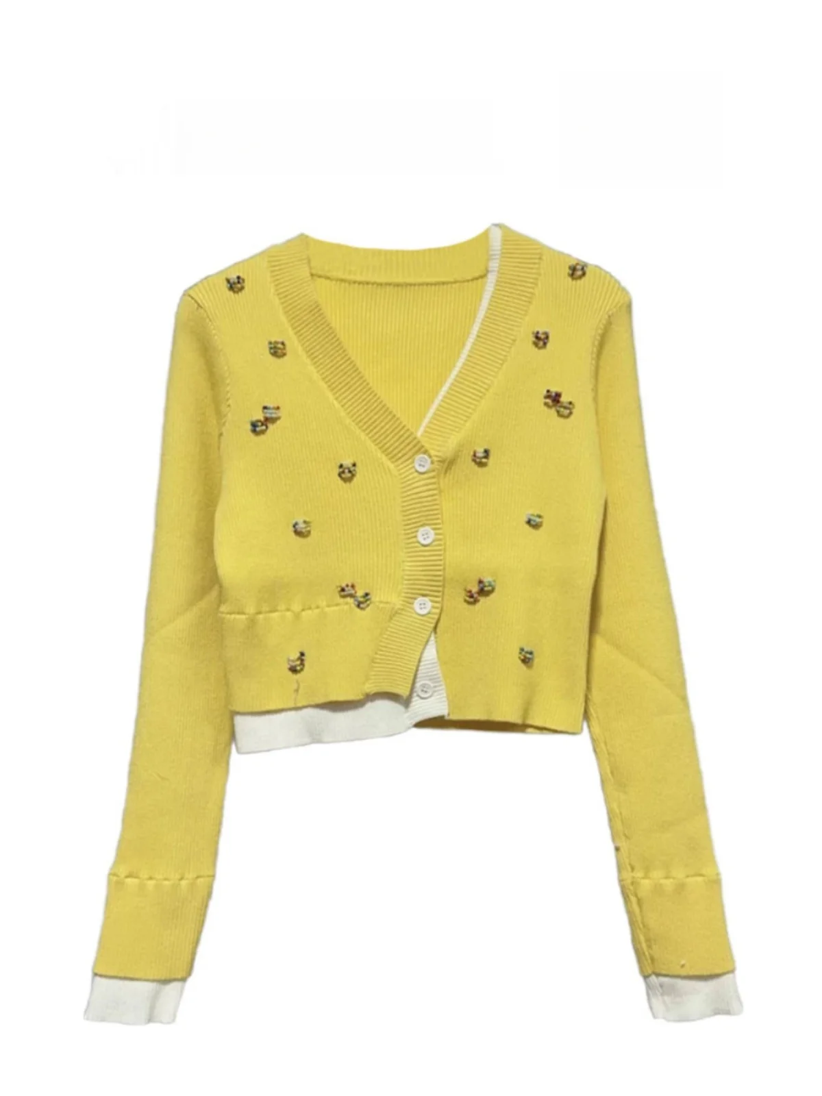 

Женский комплект из двух предметов с бисером ручной работы Long Sve V-Ne, вязаный открытый кардиган, модная осень 2026, тяжелый...