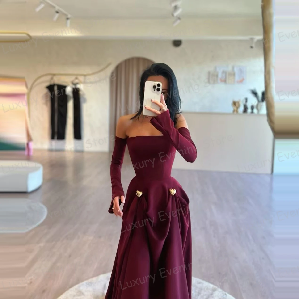 Fashion 2025 Evening Dresses Mermaid Women\'s Sexy Off Shoulder Long Sleeve Prom Gowns Satin Party Vestidos De Fiesta Customized