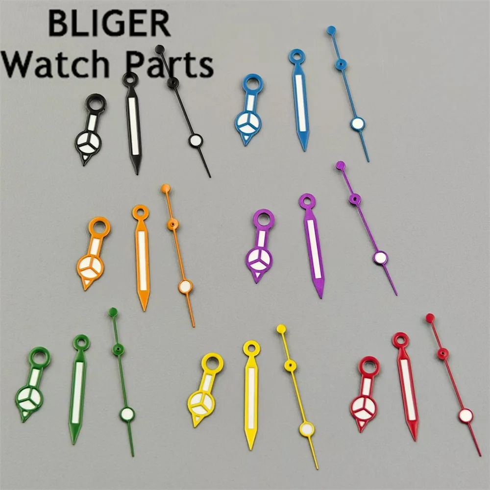BLIGER Watch Hands Black Blue Green Red Yellow Orange Purple Hands Green Luminous Fit NH35 NH36 NH38 ETA2824 PT5000 Movement