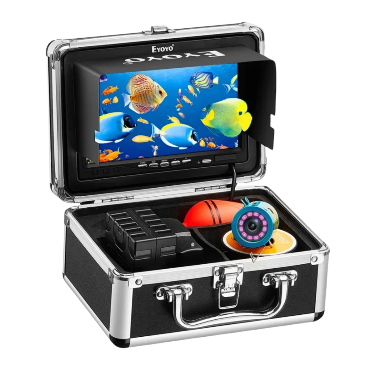 Eyoyo กล้องจับปลาใต้น้ำ7นิ้วจอแอลซีดีกันน้ำ1000tvl เหยื่อล่อปลา12 IR ไฟ4500mAh แบตเตอรี่15M/49ft & 30M/98ft