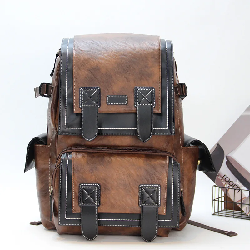 Large Vintage Waterproof Laptop Backpack - Casual Travel Rucksack for Men, Big Capacity College Student School Bag