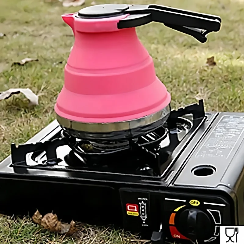 1500ML Collapsible Silicone Kettle Leak-Proof Travel Camping Kettle Lightweight Outdoor Water Boiler For Hiking Backpacking