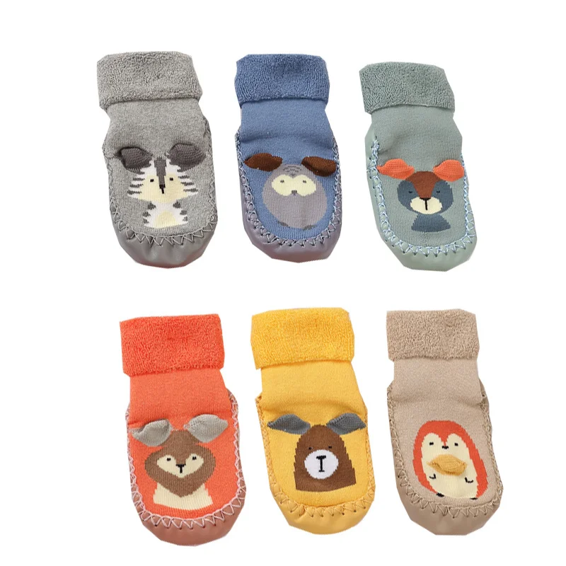 Kleinkinds ocken mit Gummis ohlen für Kleinkinder Kinder socken Baby warme Frottee verdicken Hausschuhe Kleinkinder Mädchen Winter Jungen Sockens chuhe