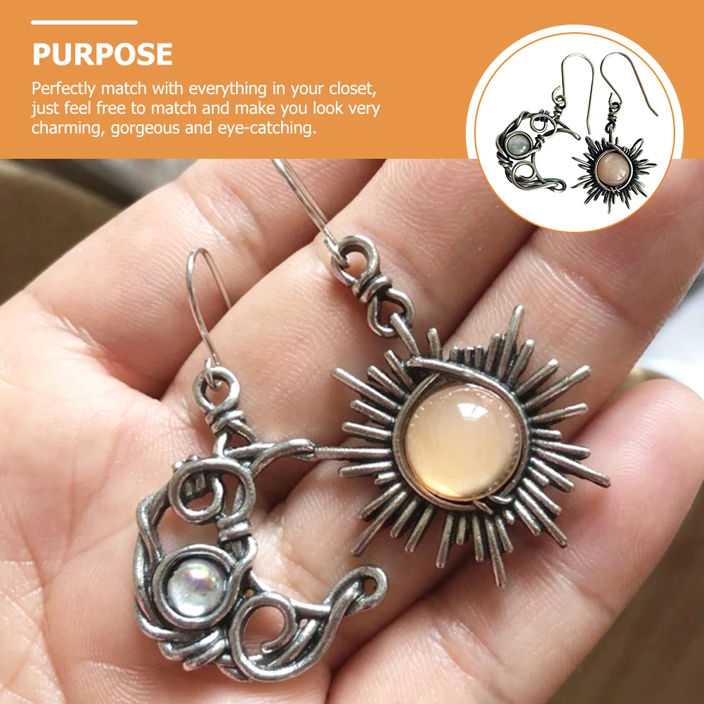 

Retro Sun Moon Earrings Dangle Asymmetrical Indian Jewelry Fashion Accessories for Women Wedding Birthday Holiday