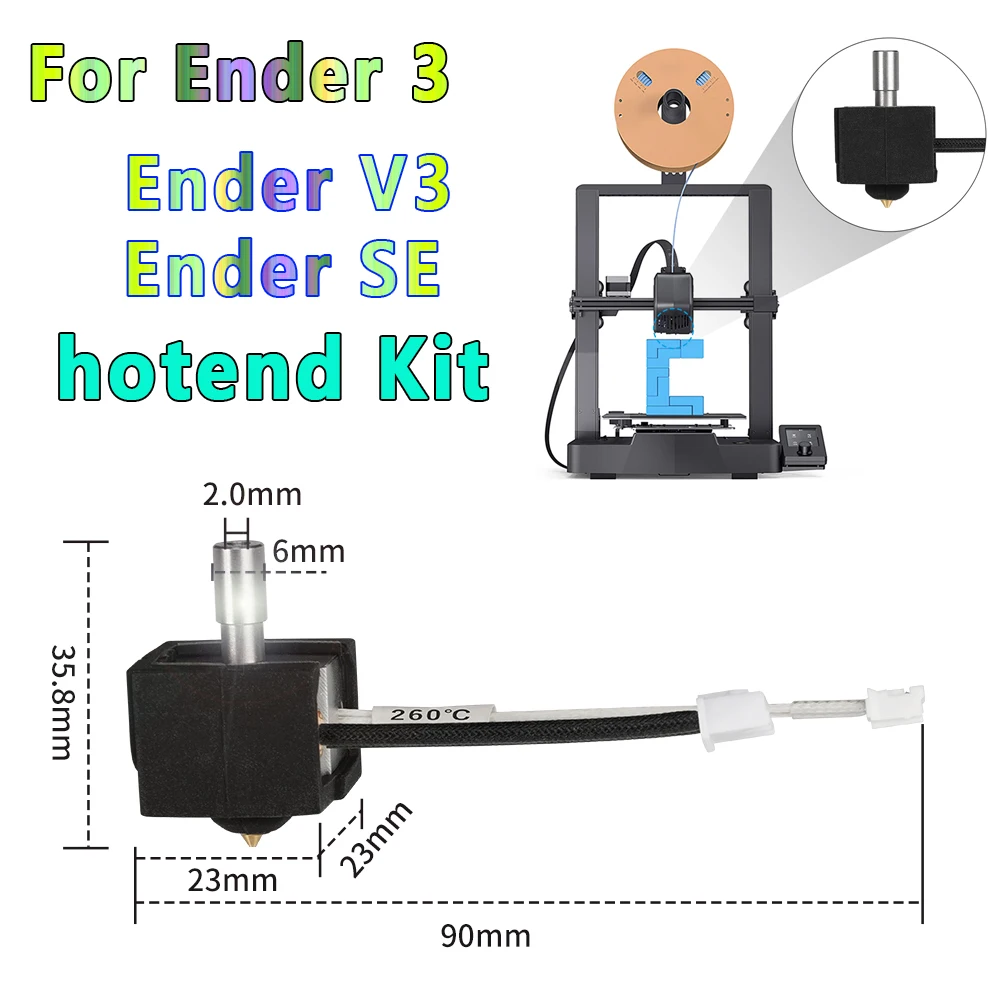 

Обновленный комплект нагревательного блока для Ender 3 V3 SE, высокотемпературная трубка из нержавеющей стали для горловины, Hotend, тепловой блок для Ender-3 V3