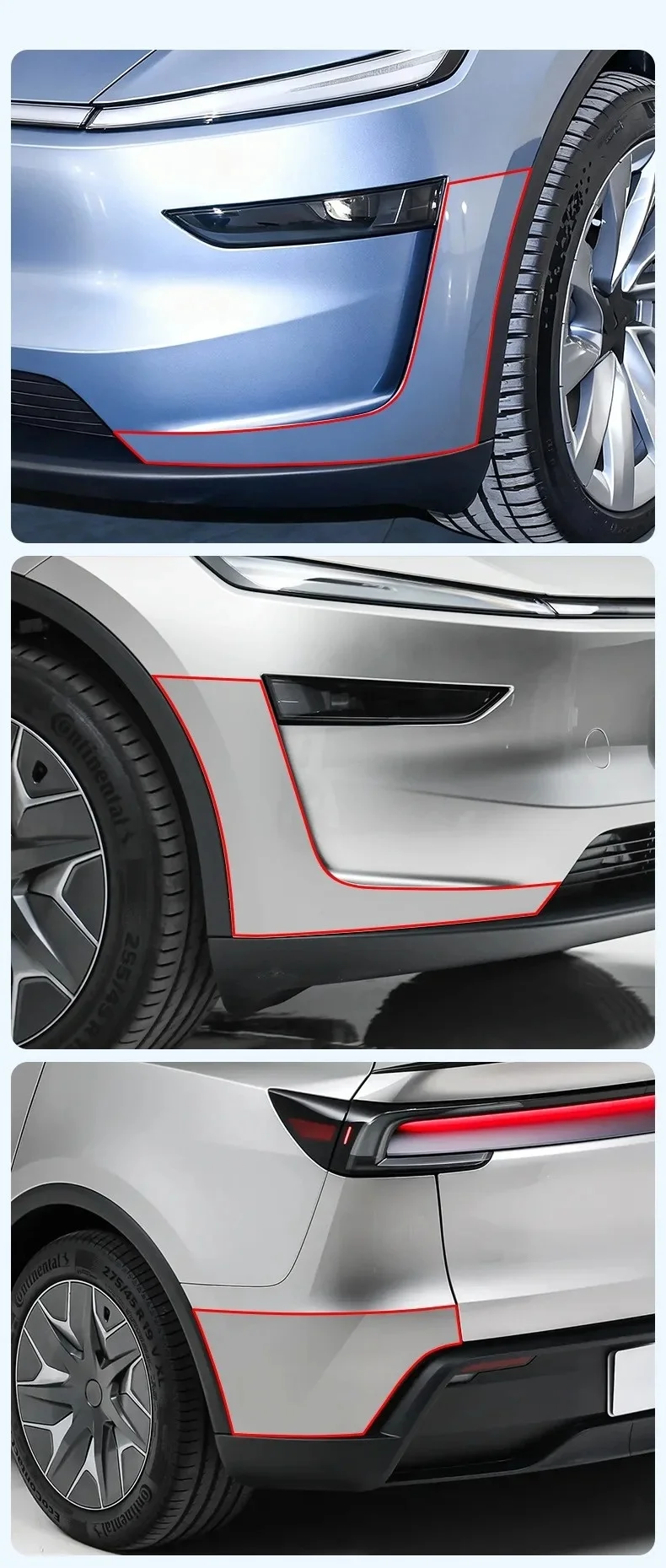 Für 2025 Tesla Model Y Juniper Frontstoßstangen-Schutzfolie, Kratzfeste Türfolie, TPU-Heckstoßstangen-Transparentfolie – Detail 9