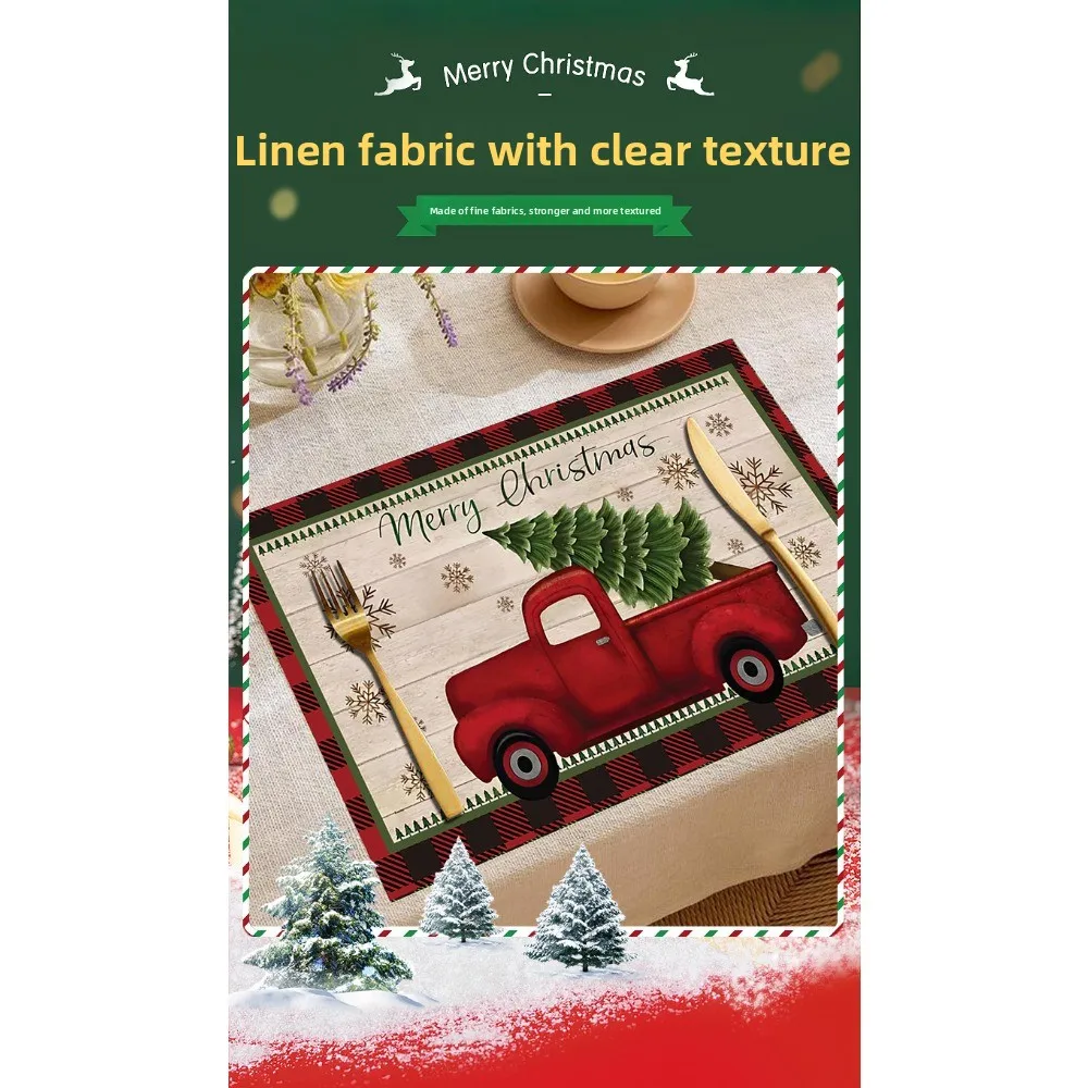 

Рождественская атмосфера, украшение для ресторана, подставка для столовых приборов, французско-американский креативный водонепроницаемый маслостойкий изоляционный коврик для стола