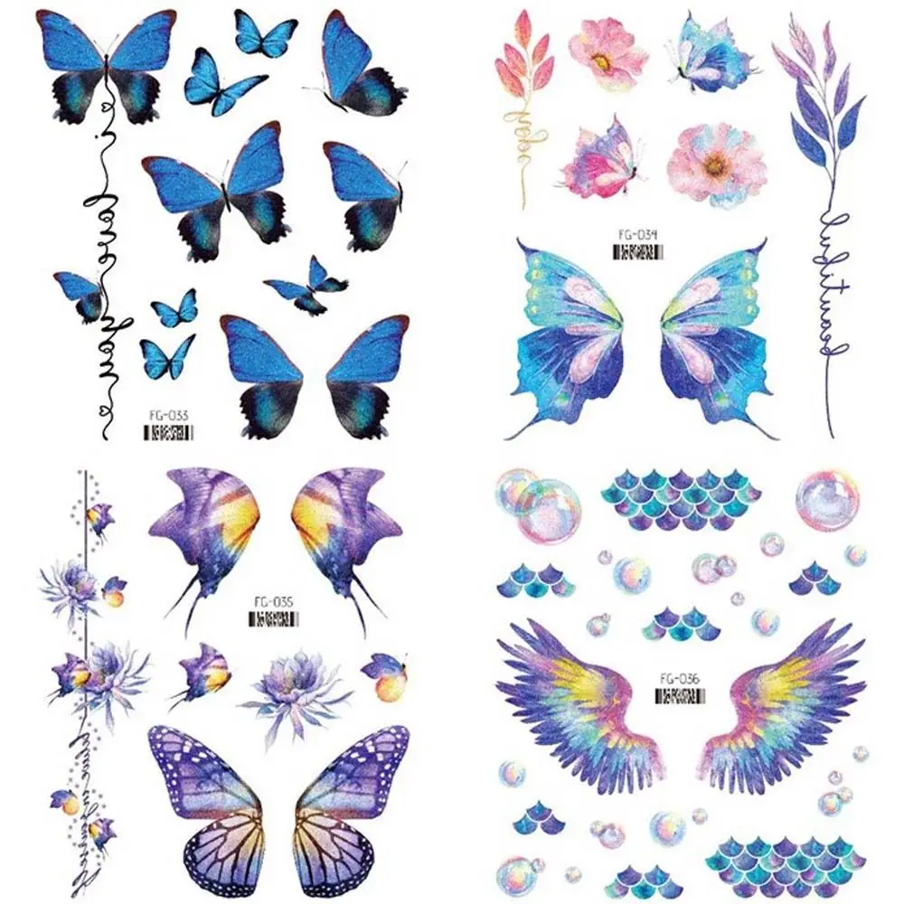 Butterfly Body Art Wrist Neck Face Butterfly Tattoo Stickers Temporary Tattoos Wings Fake Tattoo Flowers Tattoo Stickers