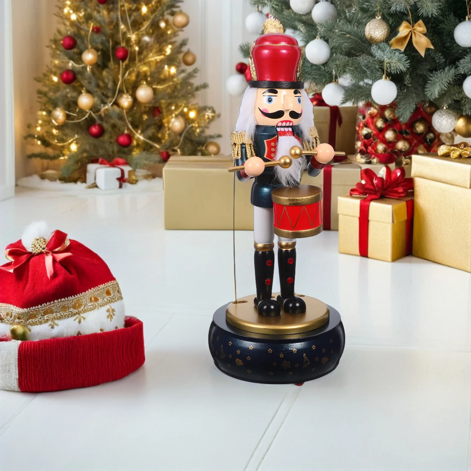 

Nutcracker Music Box Wooden Nutcracker Soldier Christmas Wind-Up Music Box Holiday Table Decor Xmas Party Decoration