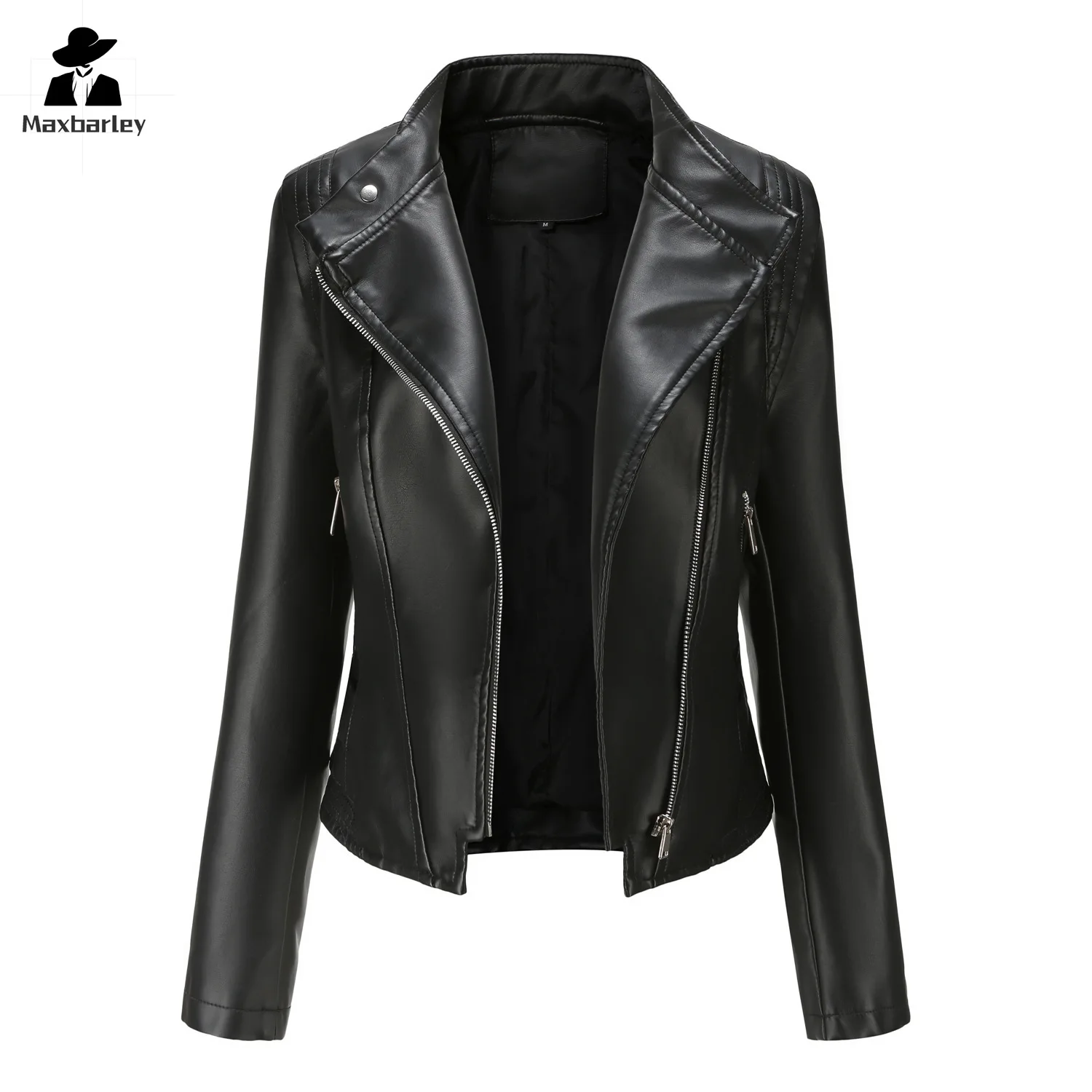 Women's Leather Jacket Fashion Slim Pu Leather Zipper Coat Autumn Luxury Short Thin Women's Jacket Street Women's Casual Coat