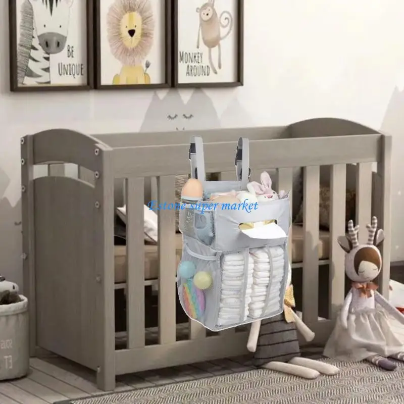 090B حقيبة تخزين ألعاب الأطفال حديثي الولادة، منظمات لسرير الأطفال بسعة كبيرة، حقيبة للحفاضات #3