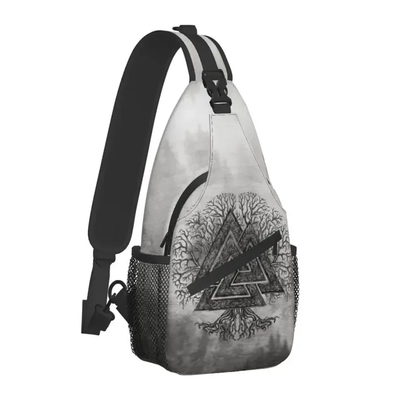 Valknut And Tree Of Life Yggdrasil Sling Chest Bag Norse Shoulder Crossbody Backpack for Men Travel Hiking Daypack