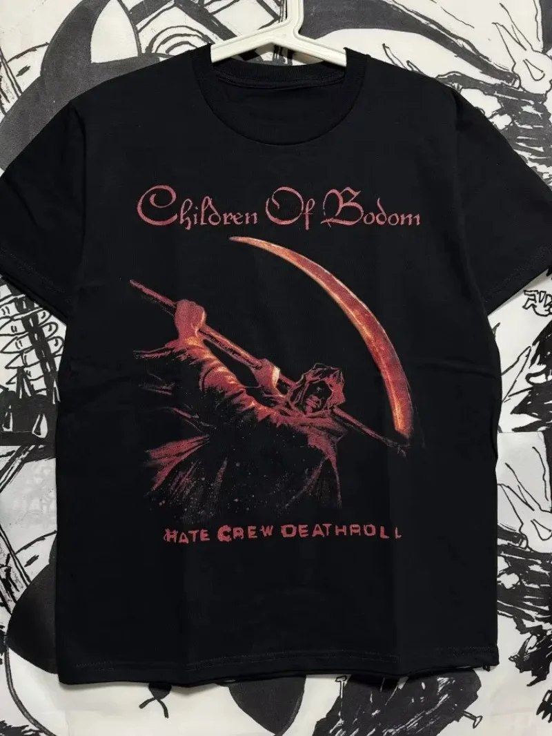 الفنلندية ميلودي الموت المعادن الأطفال من بودوم باند جولة عالمية ميركا تي شيرت روك الرجال النساء القطن قصير الأكمام المتضخم تيز #1