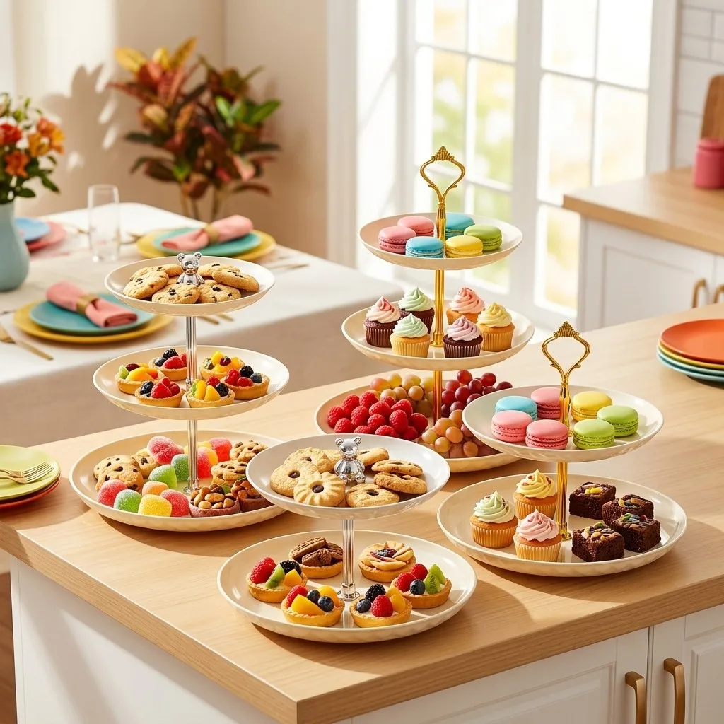 2/3 Tier Cupcake Stand Plastic Tiered Serving Tray Cake Display Stand Dessert Food Candy Table Decoration For Party Wedding