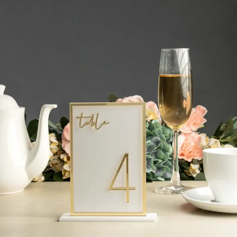 

Acrylic Table Number with Stands Wedding Table Number Holder Custom Table Sign Numbers for Party Event 5x7 in 5/10/15/20 PCS