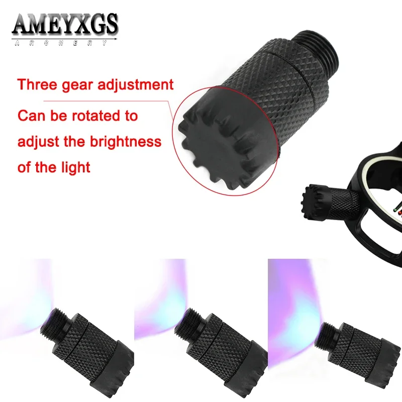 Laser Sight Light Optic LED Adjustable 3 Step Bright Aim Universal Thread 9MM For Compound bow Archery Hunting Shooting