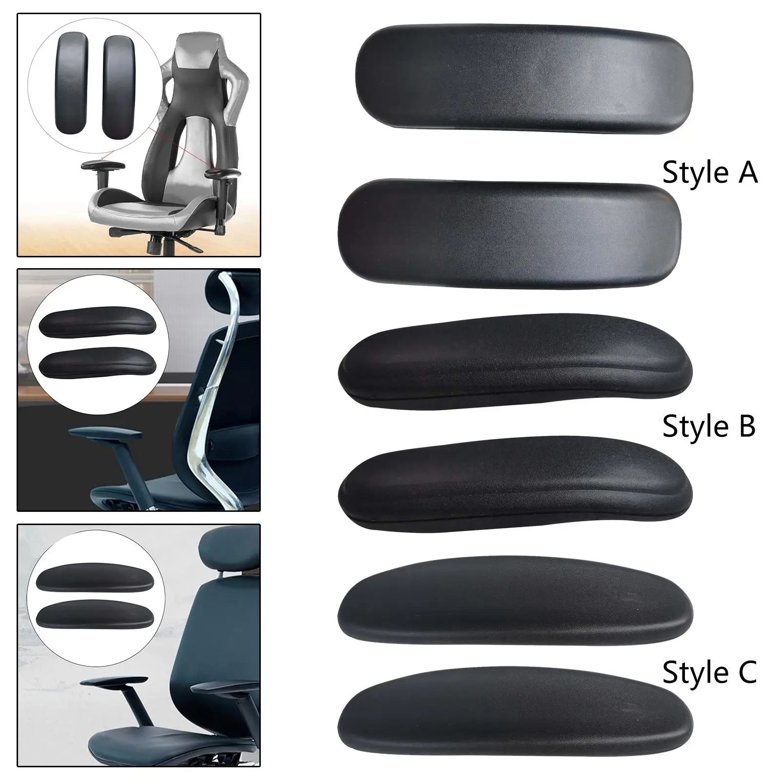 With Screw 2 Pieces Fittings Office Chair Arm Covers Cushions Pad Comfort Armrest Arm Replacement Armrest Pads for Gaming Chair