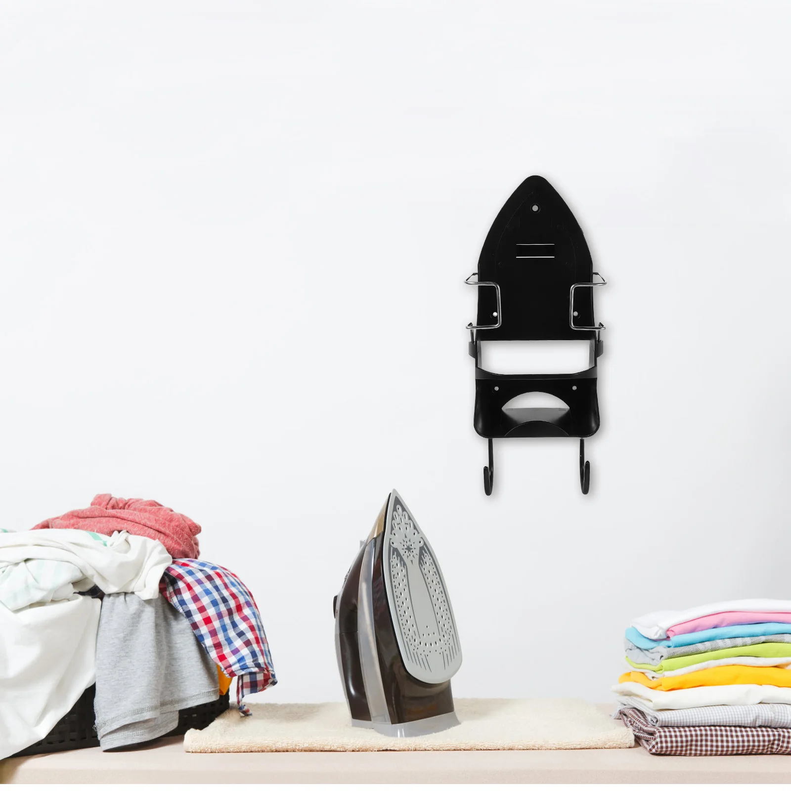 

Wall Mounted Ironing Board Holder Electric Iron Rack Organizer with Hooks Hanging Iron Board Storage Laundry Room