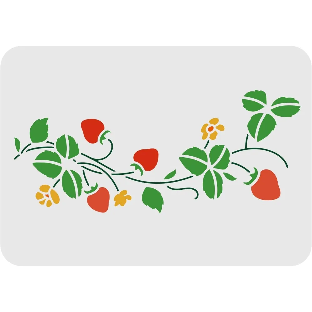 

Strawberry Border Stencil 11.7x8.3inch Reusable Strawberry Vines Drawing Stencil Strawberry Flower Stencil Garden Botanical