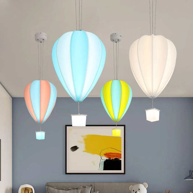 Kids Led Pendant Light Unique Hot Air Balloon Hanging Lamp Colorful Cute Suspension Chandelier For Nursery  Baby Room Dimmable