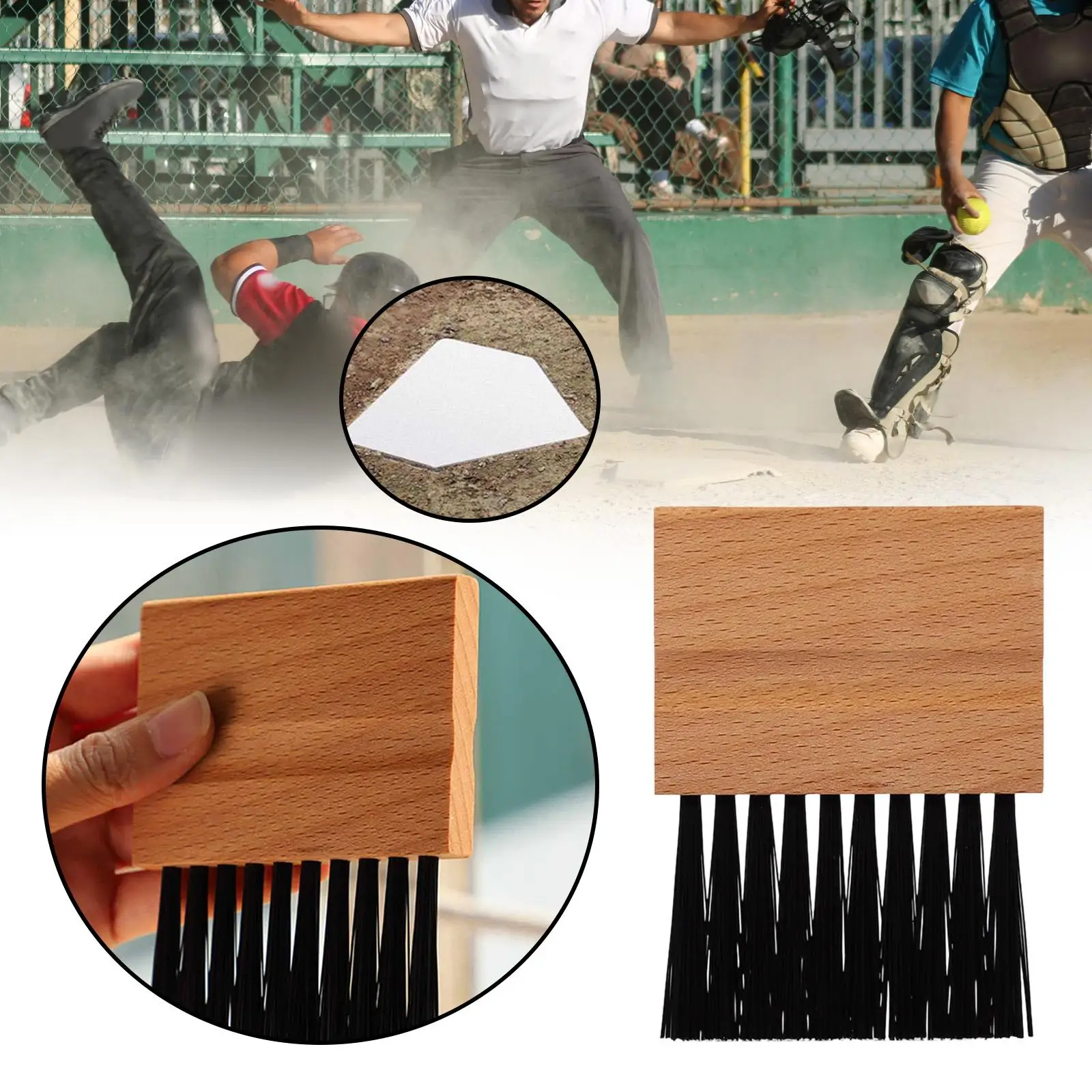 Baseball Softball Brush Compact Beech Handle Umpire Equipment Base Plate Cleaning for Sports Accessories