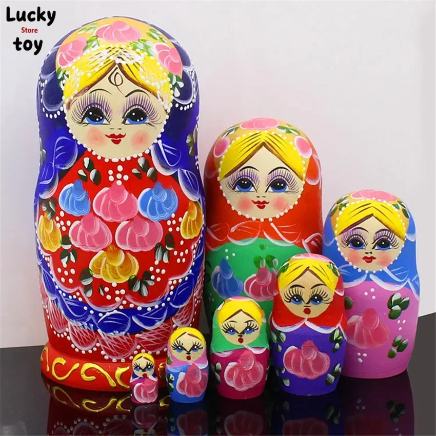 

7 Layer Hand-Painted Colorful Dry Basswood Russian Nesting Dolls Fashion DIY Education Toys Matryoshka Dolls For Children L30