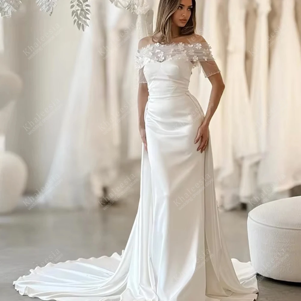 Simple Wedding Dresses Satin Bridal Gowns Off The Shoulder Robes For Formal Party Elegant 2026 Vestidos De Novia Customized 2025
