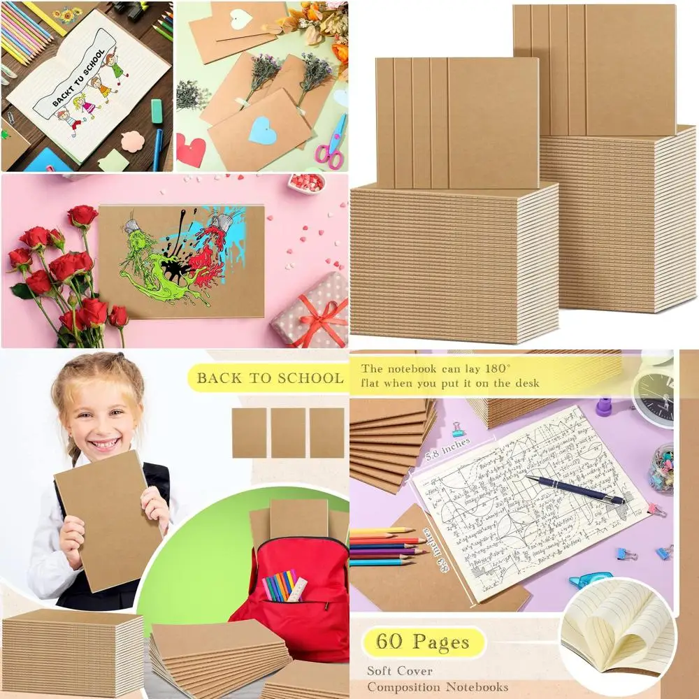 

A5 Kraft Cover Notebooks, 100 Pack, Ruled Lined, Soft Cover, Bulk Journals for Students and Office Use