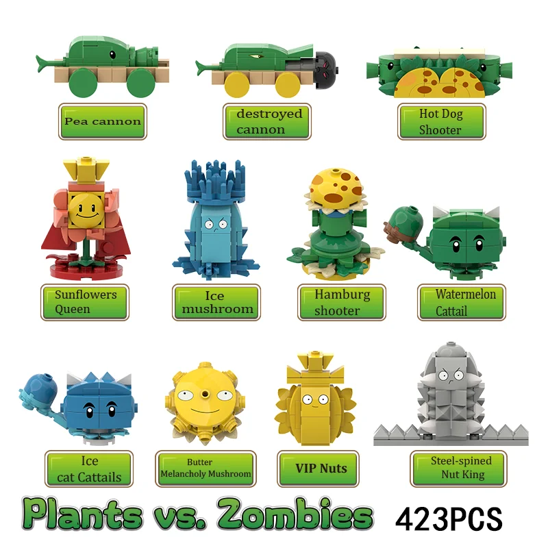 DIY niños plantas VS Zombies bloques de construcción magnéticos Peashooter girasol montar modelo de acción muñeca de juguete para niños