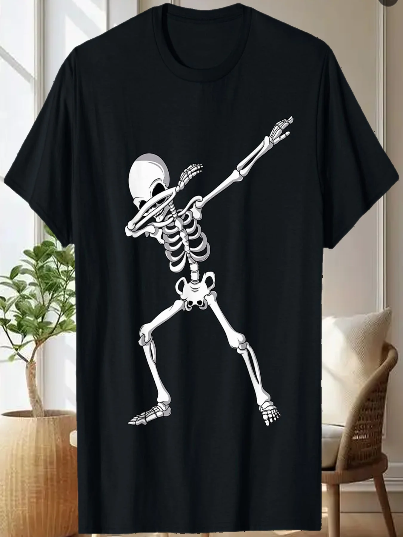 

Забавная футболка с изображением скелета на Хэллоуин Dab для детей и взрослых