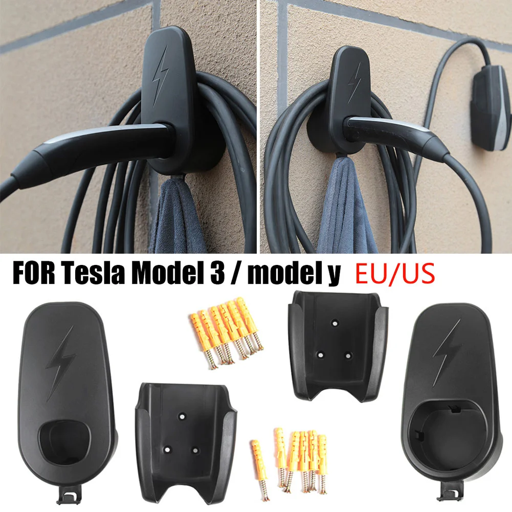 Vehicle Charger Control Holder with Chassis Bracket Charger Holder Charger Cable Wall Stand for Tesla Model 3 Y Car Accessories