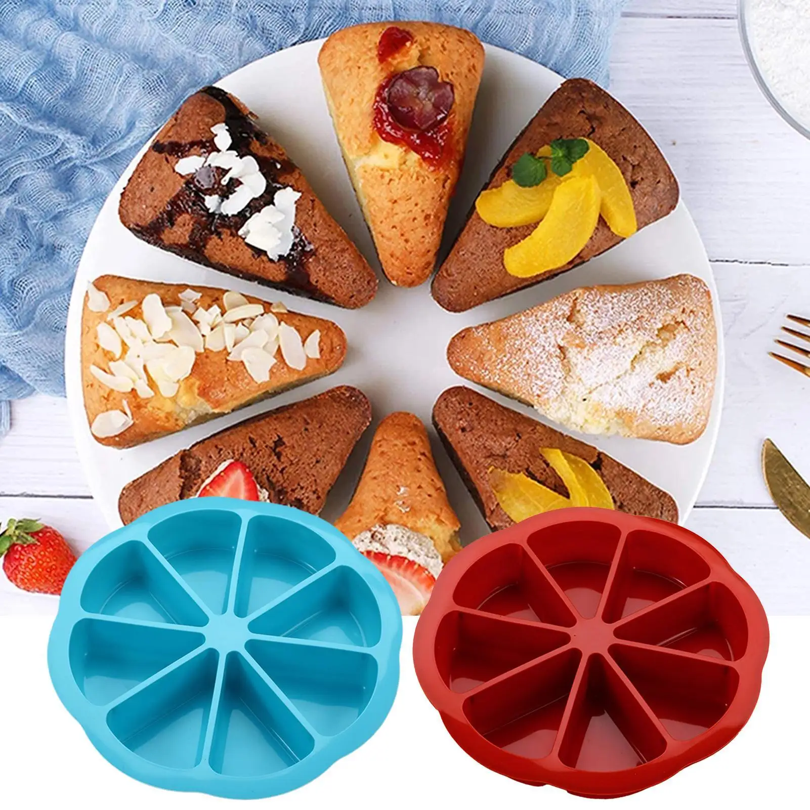 1pc Silicone Triangle Cake Mold Set - Suitable for 8-cavity Non Stick Baking Trays for Cornbread Brownies Muffins Kitchen Pancak