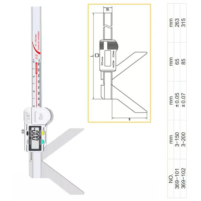 Digital Radius Caliper 3‑150mm 3‑200mm Digital Measuring Tool for Outer Arc & Non‑Circular Outer Diameter Measurement