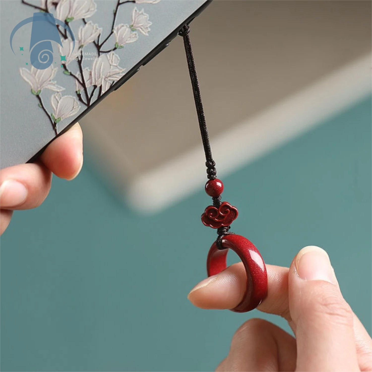 Кольцо из натуральной киновари с пряжкой, цепочка для телефона, подвеска-сумка с защитой от потери, кулон Pixiu, ретро креативные мужские и женские аксессуары