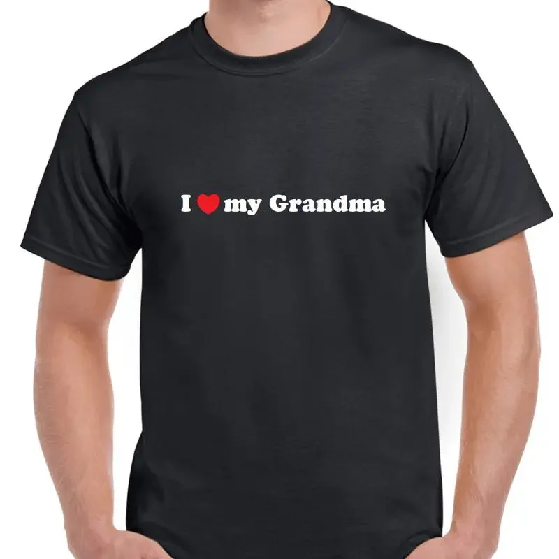 I love my Grandma Red Heart Granny Grammie Birthday Present Black T Shirt