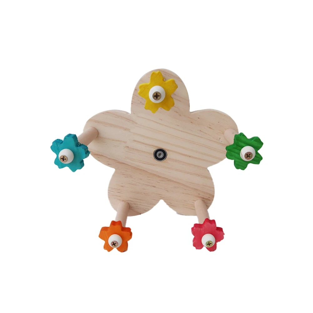 【ABFS】Bird Toy Rotating Perch Toy, Wooden Parrots Wheel Toy with Perches, Hanging Bird Stand Cage Accessories