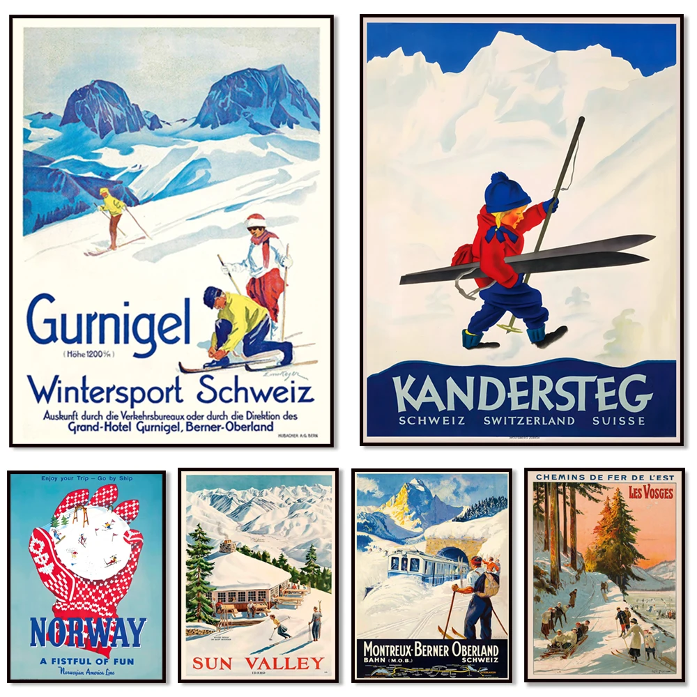 Kandersteg, Suiza -Artouste Cable Car - Ossau Valley, Suiza, Montreux-Oberland-Bernois - MOB -Póster ferroviario vintage