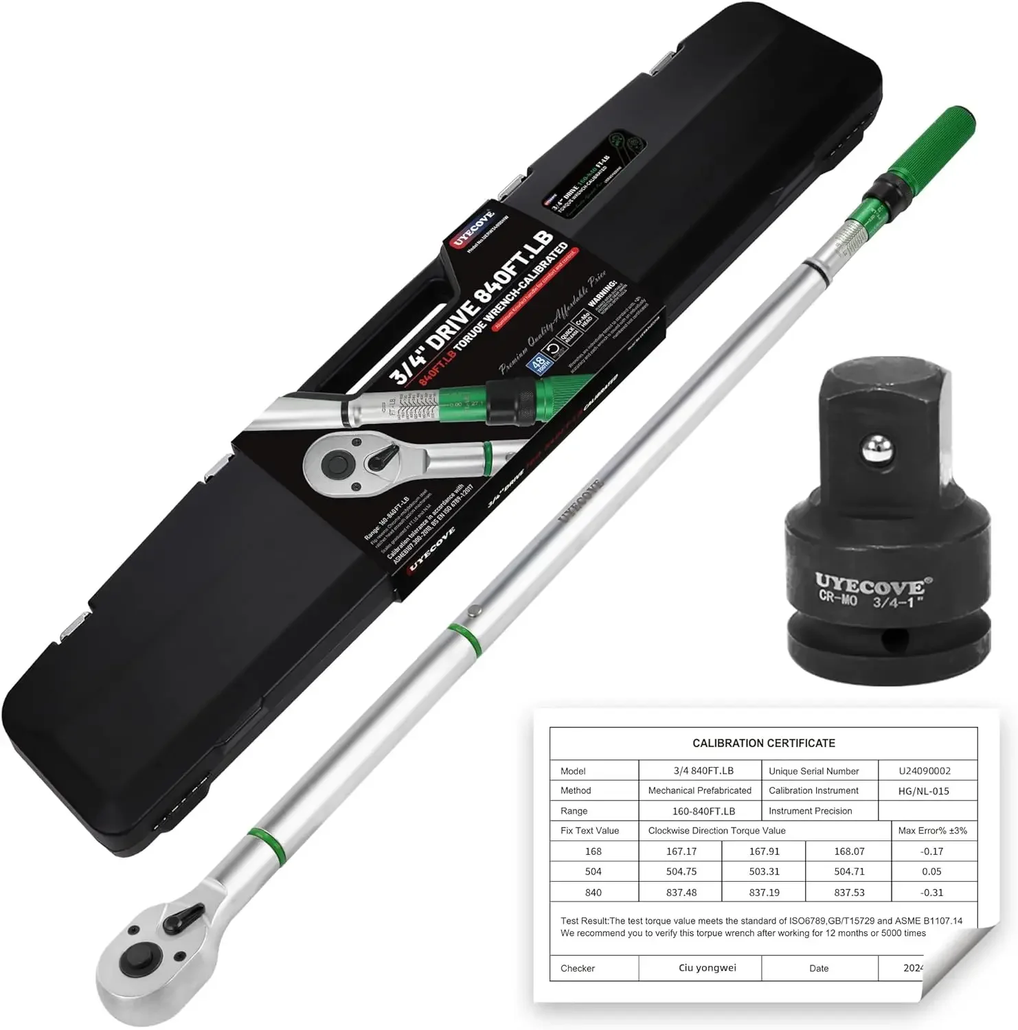 

3/4-Inch Drive Click Torque Wrench, Dual-Direction Click Professional Torque Wrench 160-840FT.LB/135-815N.M, Dual Range Scales G