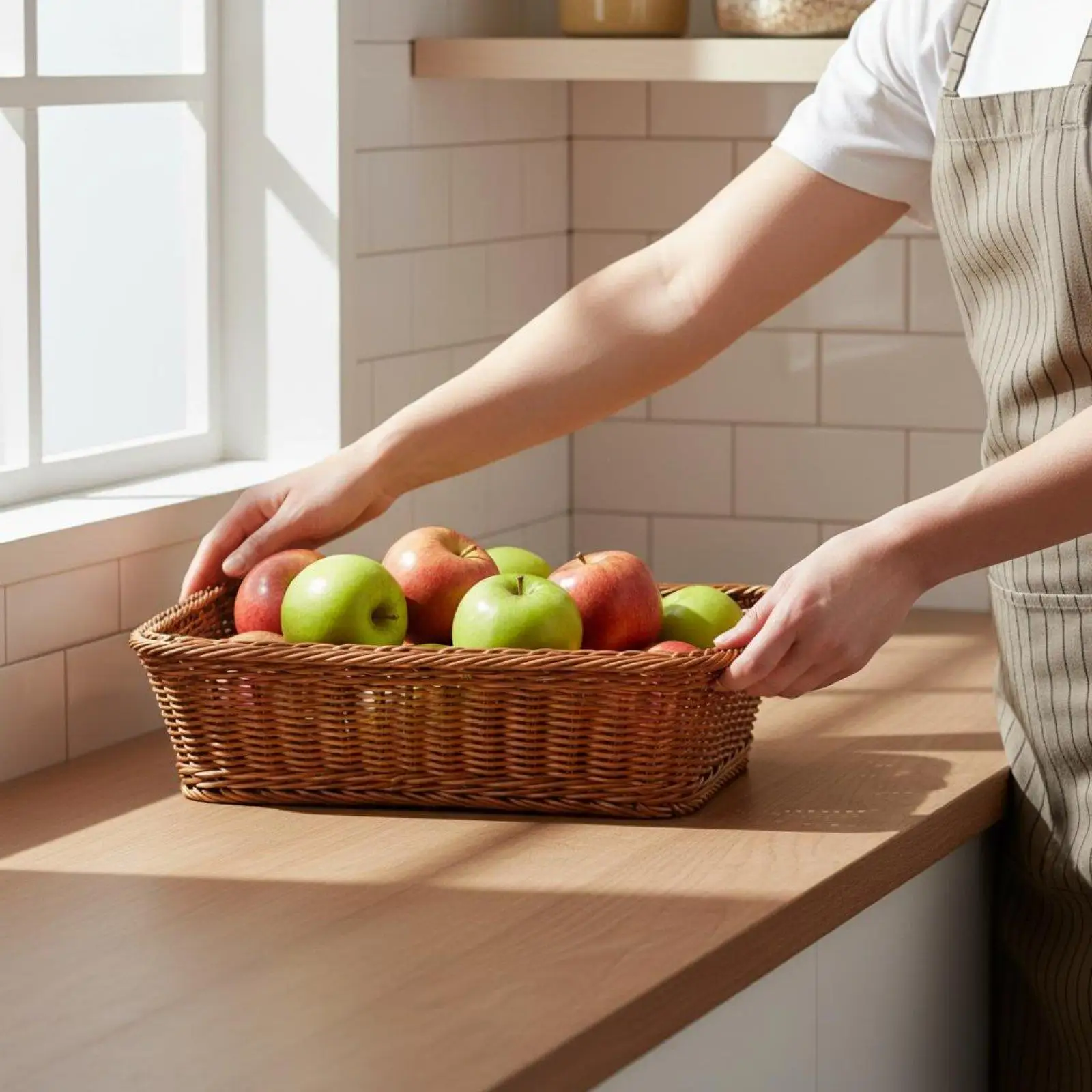 Woven Fruit Basket Handcrafted Organizer Basket Large Capacity Toy Basket for Home Supermarket Storage