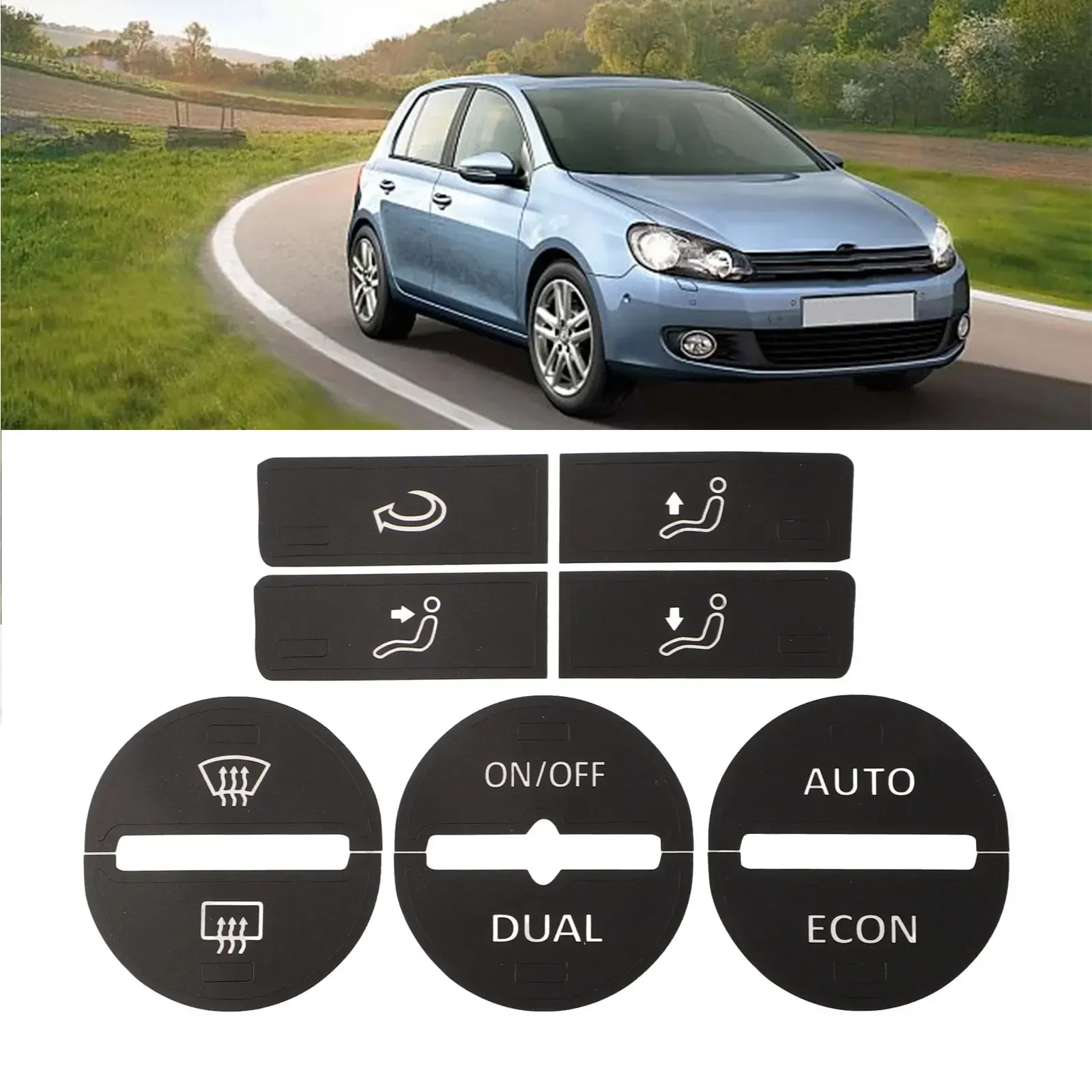 1Pc Car Center Console AC Climate Control Button Worn Repair Kit Decals For GOLF Mk5 04-08 Button Repair Decals Anti Scratch