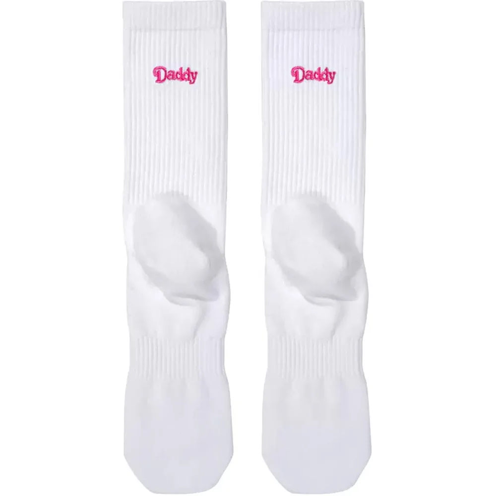 

Men's Tall Four Seasons Thin Embroidery Daddy Black and White Hand-sewn Head Breathable Sports Cotton Socks